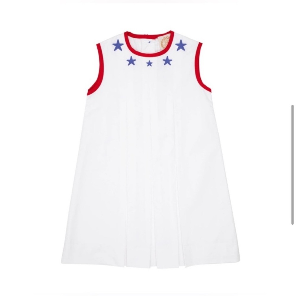 Beaufort Bonnet Mary Francis Frock White Red Trim, and Blue Star Size 4T USA - Picture 2 of 7